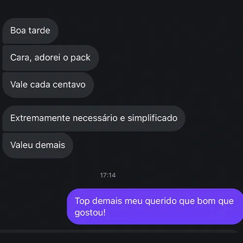 Cliente diz que adorou o pack, que vale cada centavo e simplificou seu trabalho.